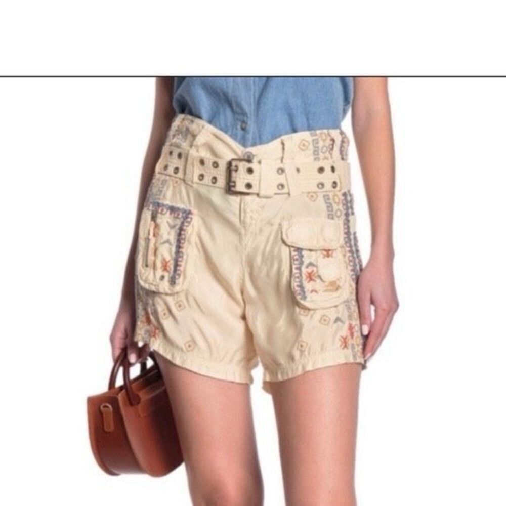 ✨Johnny Was Emery Belted Embroidered Cargo Sz 12 Shorts✨